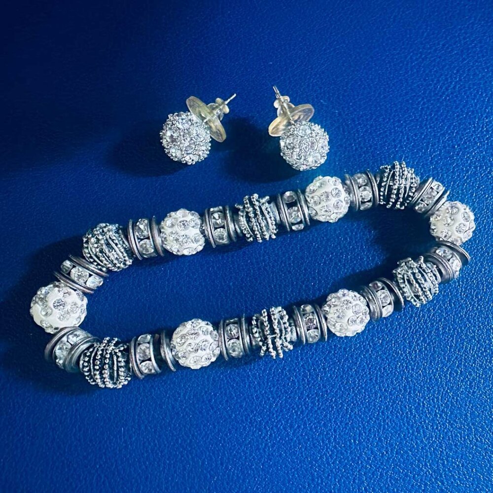 **DISCOUNTED SHIPPING**  Crystal Rhinestone Bracelet & Earring Set | Bridal Glam